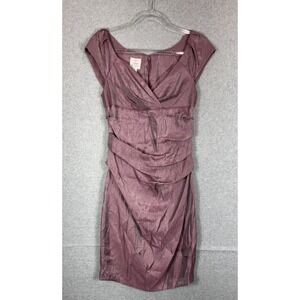 Suzi Chin Maggy Boutique Dress Womens 4 Metallic Ruched Sheath Party Cocktail